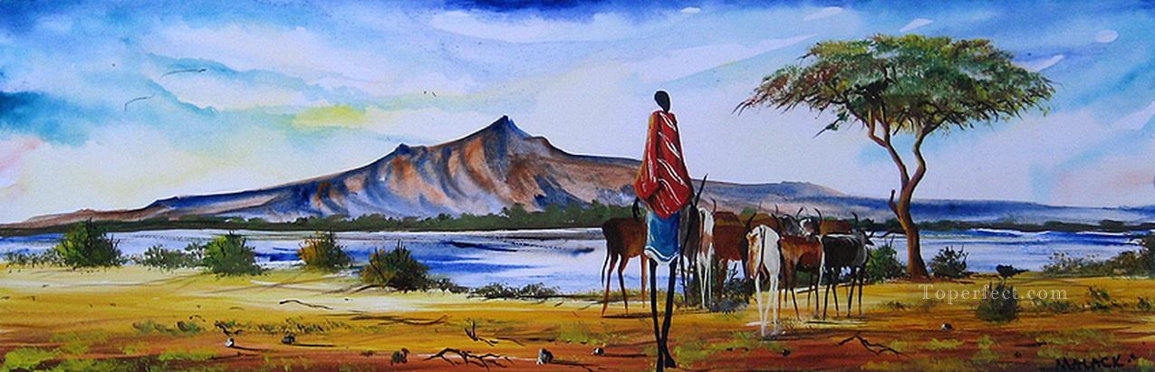 Herding Near Lake Naivasha from Africa Oil Paintings